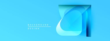 Parlak mavi arkaplan katmanlı kare şekiller içerir. Gradyan etkileri olan modern tasarım, temiz çizgiler, basit geometri.