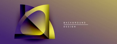Soyut geometrik şekiller örtüşür ve dinamik bir değişim etkisi yaratır. Mor, altın renkleri kompozisyona hakim. Modern tasarım ögesi.