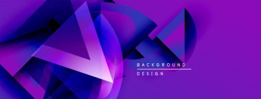 Soyut geometrik şekiller, mor renkler, dinamik kompozisyon. Modern tasarım elementleri canlı görsel etki yaratır.