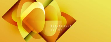 Soyut sarı tasarım, üst üste binen şekiller. Gradyan renkler dinamik görsel efekt yaratır. Çeşitli projeler için modern arkaplan.