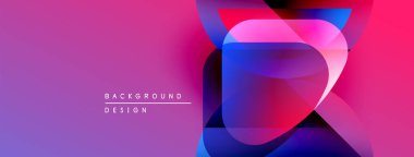 Soyut enerjik tasarım. Üst üste binen şekiller dinamik görsel efekt yaratır. Renkler pürüzsüzce harmanlanarak modern arkaplan oluşturur.