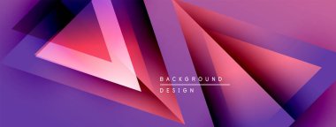 Soyut geometrik şekiller örtüşüyor, canlı mor ve pembe renkler yaratıyor. Tasarım, merkezi konumlanmış metin arkaplan tasarımı içerir. Modern estetik.