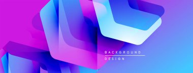 Soyut, canlı şekiller örtüşüyor, dinamik, renkli bir arkaplan oluşturuyor. Modern tasarım eğimleri ve pürüzsüz geçişleri kullanır.