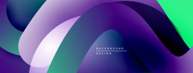 Soyut akışkan şekiller, canlı gradyanlar. Mor, yeşil renkler tasarımda baskın. Modern estetik, pürüzsüz geçişler sunar.