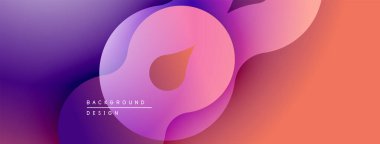Soyut sıvı şekilleri, canlı gradyanlar. Mor, pembe, turuncu renkler kusursuz bir şekilde harmanlanır. Arka planlar için modern tasarım ögesi.