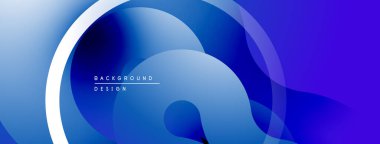 Soyut mavi katmanlar akışkan şekiller yaratır. Modern tasarım değişken renk geçişlerini, pürüzsüz eğrileri, dinamik bileşimi içerir.