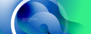 Soyut sıvı şekilleri, mavi yeşil gradyan. Modern tasarım, düz kıvrımlar, dinamik kompozisyon. Minimalist arkaplan dokusu.