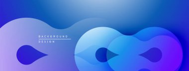 Soyut akışkan şekiller harmanlanarak canlı mavi mor gradyan oluşturur. Minimalist tasarım metin arkaplan tasarımı içerir. Yumuşak kıvrımlar hareketi gösterir.