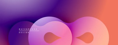 Soyut eğim arkaplanı. Pürüzsüz şekiller, dinamik görsel efektler yaratır. Mor, pembe, turuncu renkler kompozisyona hakim..