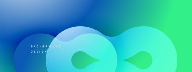 Soyut sıvı şekilleri, mavi yeşil gradyan. Modern tasarım, düz kıvrımlar, dinamik kompozisyon. Dijital projeler için arkaplan ögesi.