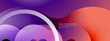 Soyut sıvı şekiller, mor renkler turuncuya karışıyor. Modern tasarım, pürüzsüz gradyanlar dinamik bileşim oluşturur.