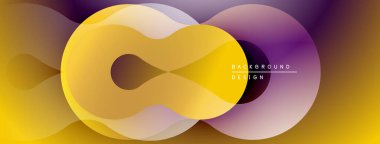 Soyut sıvı şekilleri, canlı gradyanlar. Sarı, mor renkler modern tasarım yaratır. Yumuşak geçişler, dinamik kompozisyon.