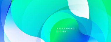 Soyut sıvı şekiller, canlı turkuaz, yeşil renkler. Pürüzsüz gradyanlar dinamik görsel akış yaratır. Modern tasarım ögesi.