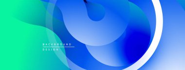 Soyut sıvı şekilleri, canlı mavi, yeşil gradyanlar. Modern tasarım, pürüzsüz geçişler, dinamik kompozisyon. Minimalist estetik.