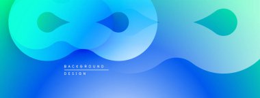 Soyut akışkan şekiller, canlı mavi tonlar modern arkaplan oluşturur. Düz gradyanlar, dinamik kompozisyon, görsel olarak çekici tasarım.