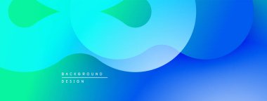 Soyut sıvı şekilleri, canlı maviler, yeşiller dinamik arkaplan oluşturur. Yumuşak eğimler, modern tasarım elementleri mevcut.