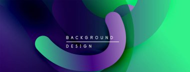 Soyut gradyanlar çakışıyor, dinamik görsel etki yaratıyor. Modern tasarım elementleri akıcılık, derinlik, canlı renkler önerir.