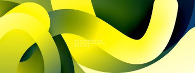 Soyut sıvı şekiller, canlı sarı, yeşil renkler. Modern tasarım, pürüzsüz eğimler dinamik kompozisyon yaratır. Arkaplan dokusu görünür.