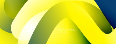 Soyut sarı tasarım. Üst üste binen şekiller dinamik akış yaratır, modern estetik. Gradyan geçişler görsel derinlik sunar.