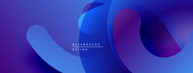Soyut akışkan şekiller, canlı mavi mor gradyanlar. Modern tasarım, pürüzsüz geçişler, dinamik kompozisyon. Projeler için arkaplan ögesi.