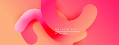 Soyut sıvı şekiller, canlı pembeler, portakallar. Gradyan arka plan pürüzsüz bir görsel akış yaratır. Modern tasarım ögesi.