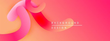 Soyut akışkan şekiller, canlı pembeler, portakallar dinamik bir zemin oluşturur. Modern tasarım, pürüzsüz gradyanlar hareket, enerji.