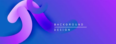 Soyut sıvı şekilleri, canlı mor mavi gradyan. Modern tasarım öğesi, projeler için mükemmel arka plan. Minimalist estetik.