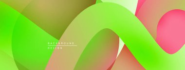 Soyut arkaplan özellikleri üst üste binen şeffaf şekiller. Renkler arasında yeşil, turuncu, pembe, dinamik görsel etki yaratıyor. Yumuşak gradyanlar.