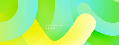 Soyut sıvı şekiller, canlı yeşil, sarı renkler. Pürüzsüz gradyanlar dinamik arka plan tasarımı yaratır. Modern, minimalist estetik.