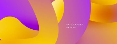 Soyut sıvı şekilleri canlı mor, turuncu ve sarı renkleri harmanlar. Gradyan arkaplan modern tasarım unsuru yaratır. Yumuşak eğriler kompozisyona hakim.