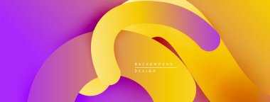 Soyut sıvı şekilleri, mor ve sarı renkleri harmanlıyor. Dinamik kompozisyon modern arkaplan tasarımı yaratır. Yumuşak gradyanlar görsel ilgi sunar.