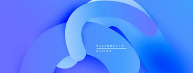 Soyut mavi tasarım akışkan şekiller, gradyanlar içerir. Yumuşak kıvrımlar dinamik görsel efekt yaratır. Modern arkaplan ögesi.