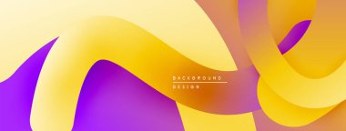 Soyut sıvı şekiller, canlı sarı, mor renkler. Modern tasarım, pürüzsüz eğimler dinamik kompozisyon yaratır. Arkaplan ögesi.