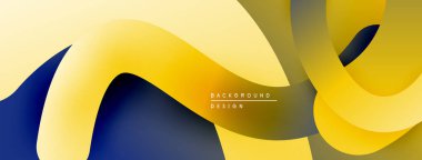 Soyut sıvı şekilleri, sarı ve lacivert renkler. Modern tasarım, pürüzsüz eğimler dinamik kompozisyon yaratır. Minimalist arkaplan dokusu.