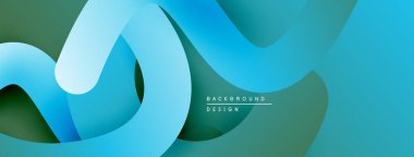 Soyut akış katmanları, mavi yeşil renkler. Modern tasarım elementleri, pürüzsüz eğimler, dinamik bileşimler. Minimalist estetik.