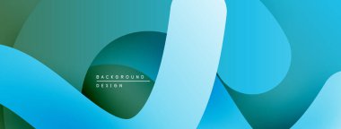 Soyut sıvı şekilleri üst üste biniyor, dinamik deniz mavisi renkleri yaratıyor. Özgeçmiş ve sunumlar için uygun minimalist tasarım.