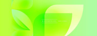 Parlak yeşil soyut arka plan. Üst üste binen şekiller dinamik görsel efekt yaratır. Sancaklar ve sunumlar için modern tasarım uygun.