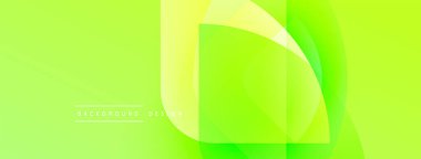 Parlak yeşil soyut arka plan. Üst üste binen şekiller dinamik görsel efekt yaratır. Modern tasarım, canlı renkler, pürüzsüz eğimler.