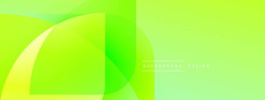 Soyut yeşil gradyanlar çakışıyor, dinamik görsel etki yaratıyor. Açık gölgeler kompozisyona hakim, bu da tazeliği gösteriyor..