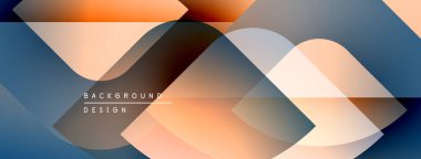 Soyut geometrik tasarım. Üst üste binen şekiller dinamik görsel efekt yaratır. Sıcak, serin renkler kusursuz bir şekilde harmanlanır. Modern arkaplan dokusu.