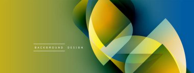 Soyut sıvı şekilleri üst üste binerek dinamik sarı, yeşil, mavi gradyanlar oluşturur. Arkaplan ve sunumlar için modern tasarım ögesi.
