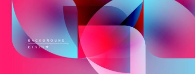 Soyut enerjik tasarım. Üst üste binen şekiller dinamik görsel efekt yaratır. Pembe, mavi renkler kompozisyona hakim. Modern estetik.
