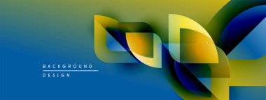 Soyut tasarım akışkan şekiller, canlı renkler içerir. Gradyan mavi, yeşil, sarı karışımı dinamik görsel efekt yaratır. Modern arkaplan.