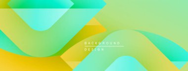 Soyut sıvı şekiller, canlı renklerin karışımı. Sarı, yeşil, turkuaz dinamik bileşim oluşturur. Arka planlar için modern tasarım ögesi.