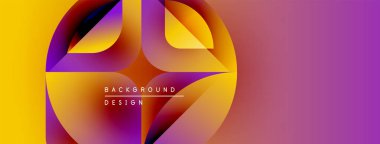 Soyut renkli tasarım. Üst üste binen şekiller dinamik görsel efekt yaratır. Mezuniyet değişimi, modern estetik. Projeler için arkaplan ögesi.