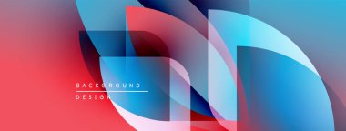 Soyut sıvı şekilleri örtüşür, canlı kırmızı ve mavi renkler yaratır. Modern tasarım elementleri dinamik hareketi, pürüzsüz geçişleri önerir.