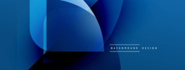 Soyut mavi tasarım üst üste binen şekiller, gradyanlar. Sancaklar, arka planlar, sunumlar için modern estetik. Temiz, basit kompozisyon.
