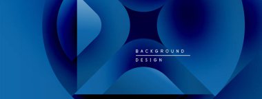 Soyut mavi tasarım, üst üste binen daireler, gradyanlar. Modern estetik, arka planlar ve sunumlar için uygun. Minimalist stil.