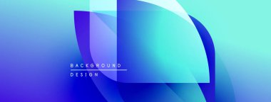 Soyut mavi arkaplan. Üst üste binen şekiller dinamik görsel efekt yaratır. Modern tasarım elementleri yenilik ve teknoloji öneriyor.