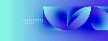 Soyut mavi eğimli arkaplan. Üst üste binen şekiller dinamik görsel efekt yaratır. Modern tasarım elementleri temiz estetik sunar.